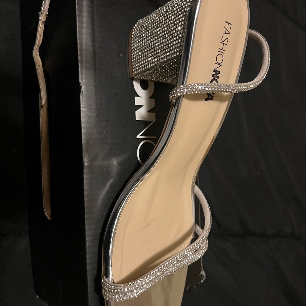 Fashion Nova Glittering Silver Heels